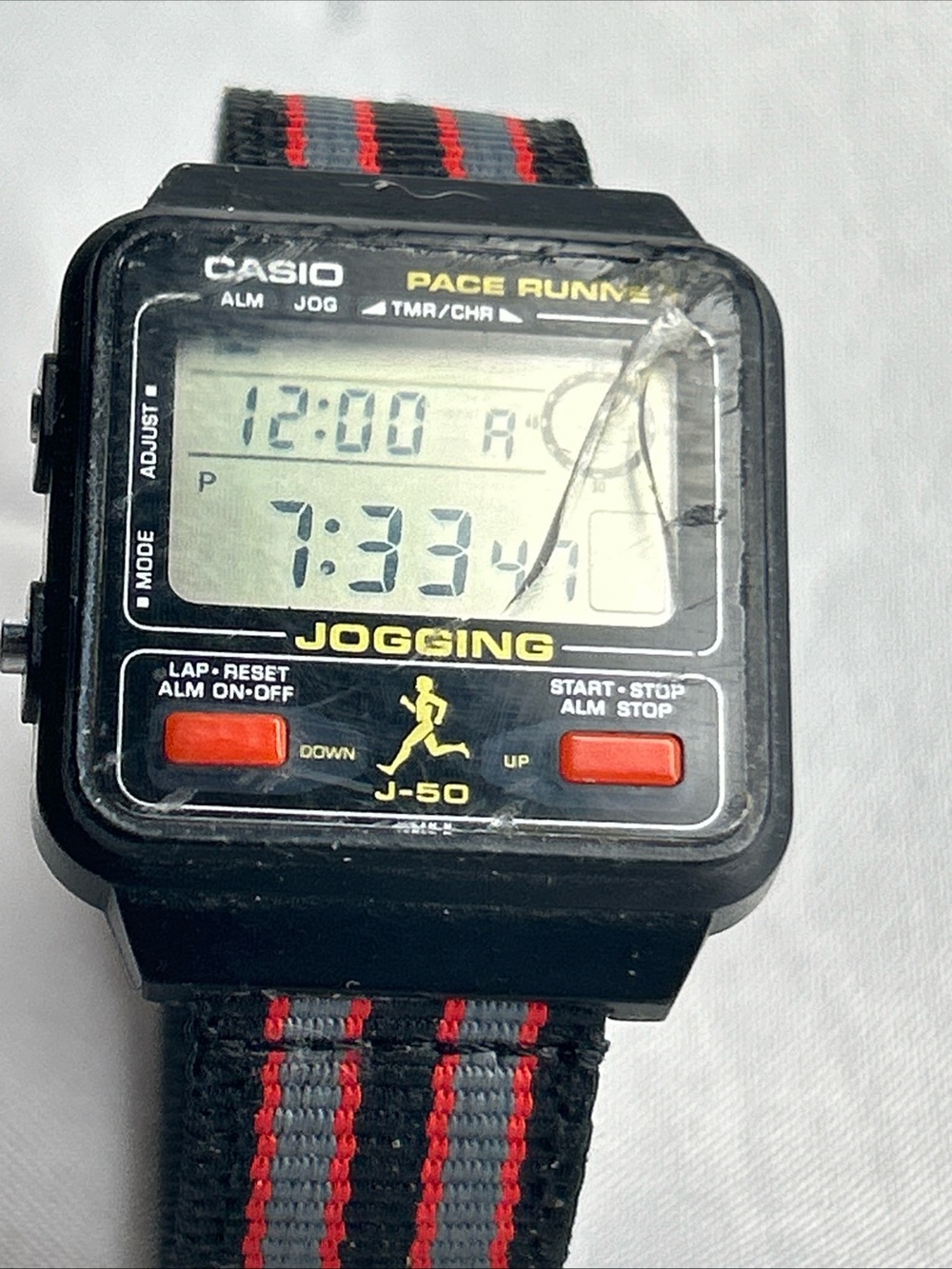 Casio J-50 Jogging Digital Watch - Black with Red Accents